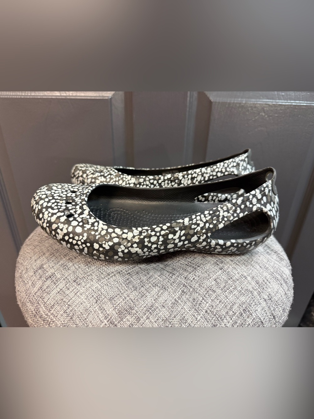 CROCS Olivia II Flat Slingback Leopard Print Casual Shoes
